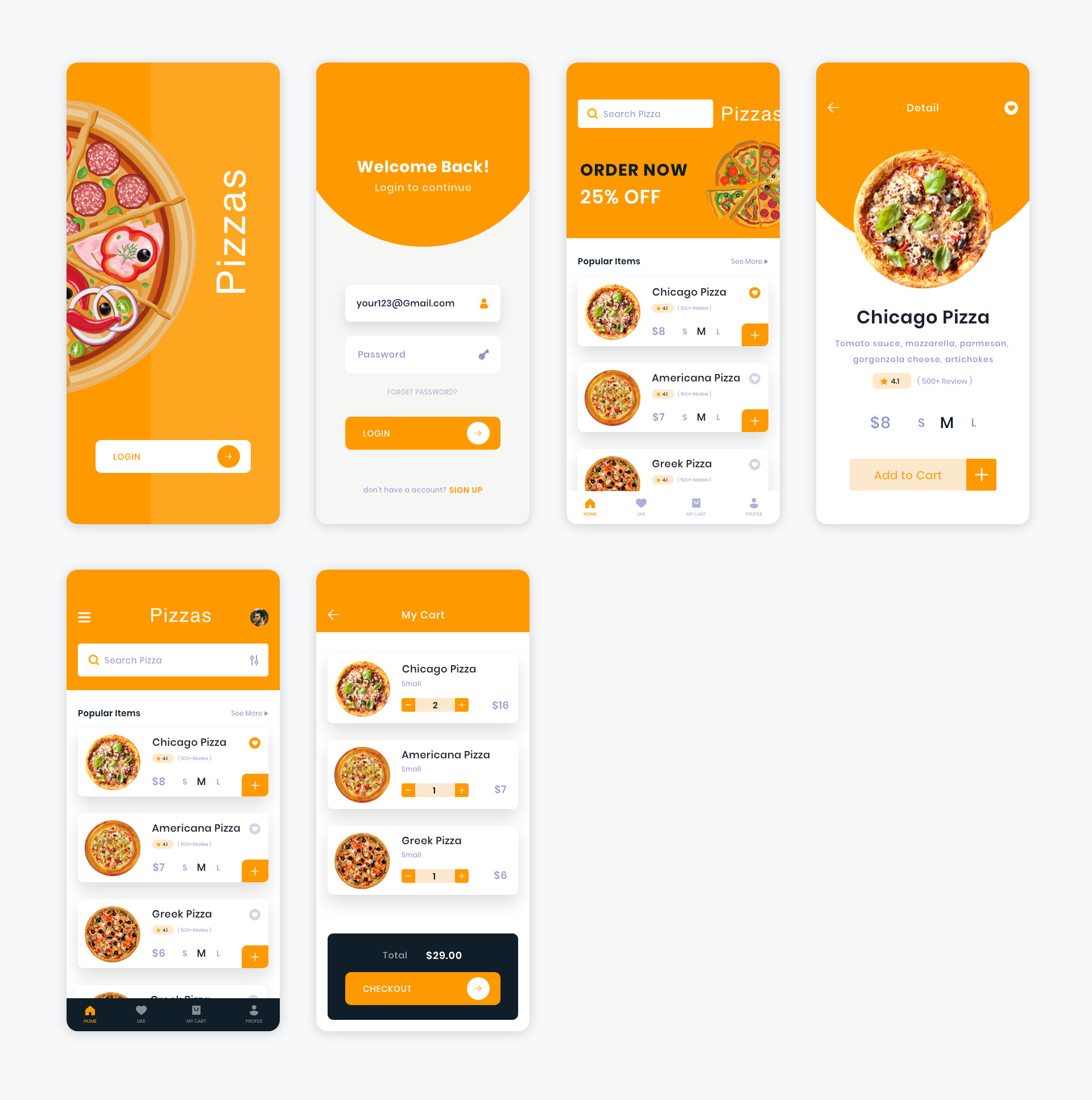 Pizza美食外卖app ui .xd素材