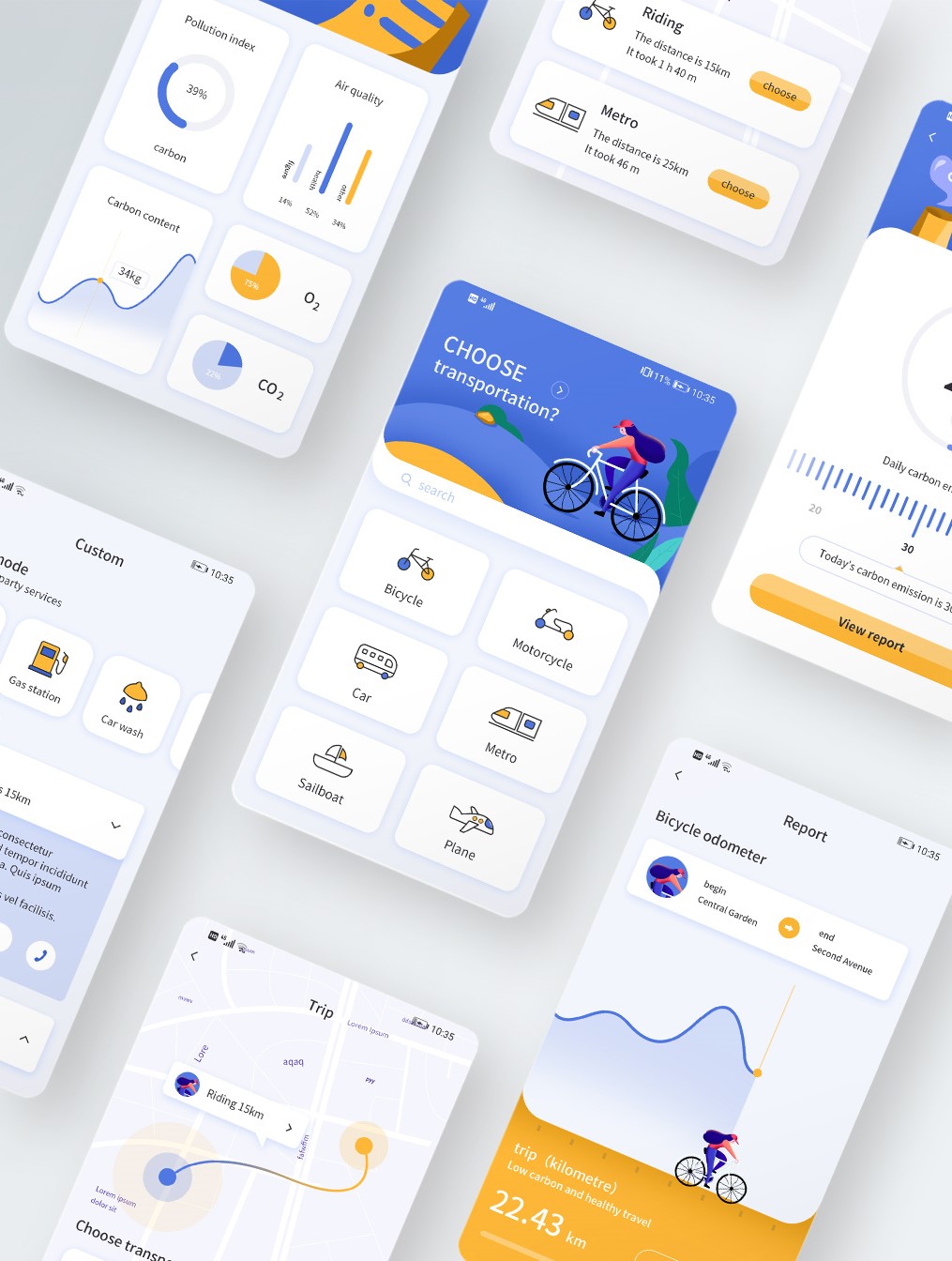 出行方式碳排放APP UI.psd素材