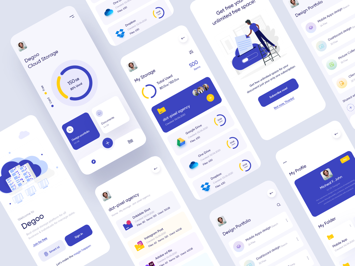 网盘云存储app ui .xd素材