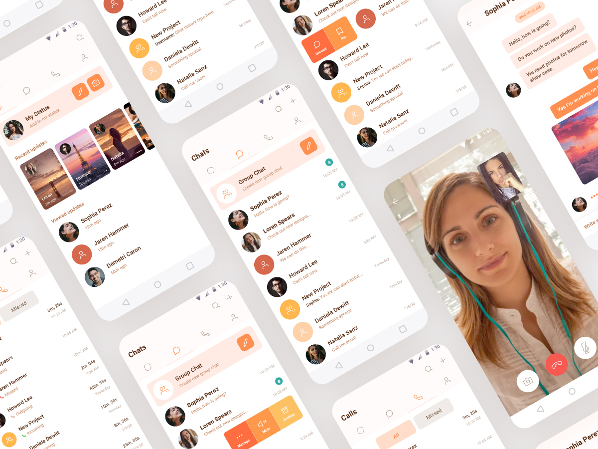 视频聊天app ui .xd素材