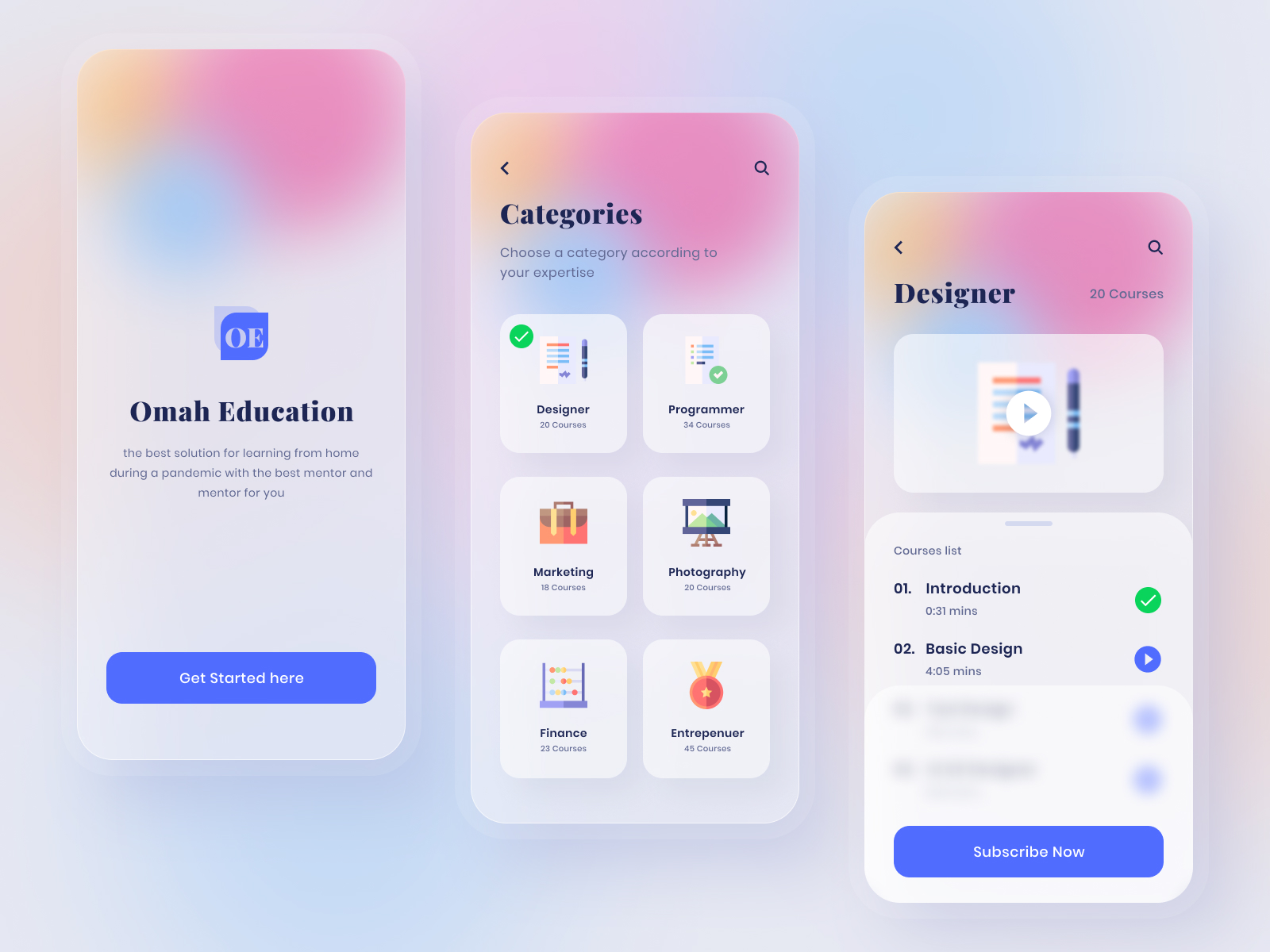 磨砂玻璃风格教育app ui设计.fig源文件