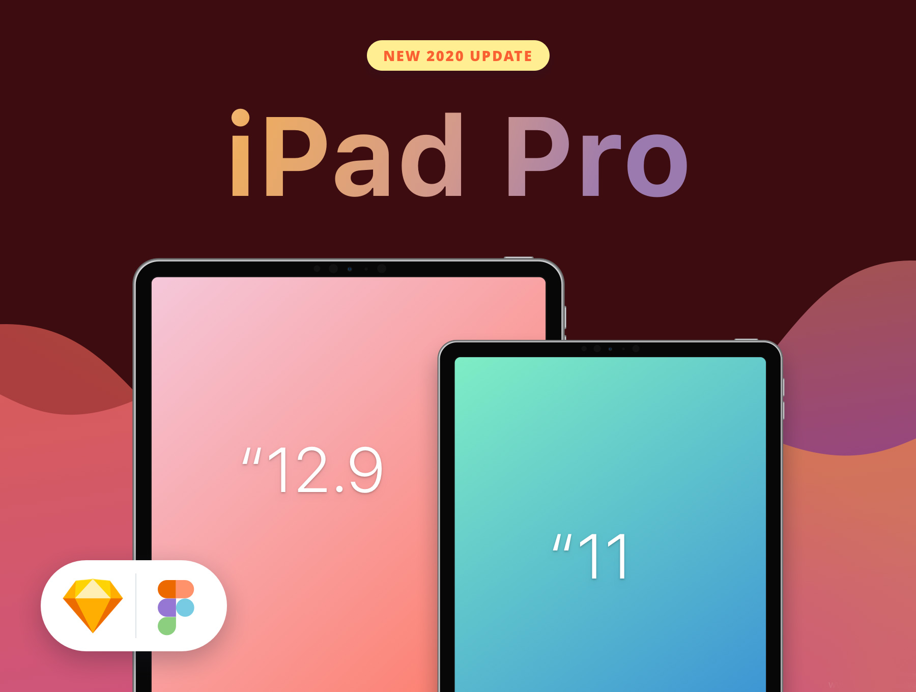 2020最新iPad Pro样机模板sketch、figma源文件