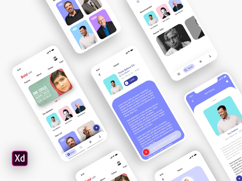 圆润社交聊天APP UI设计.xd源文件