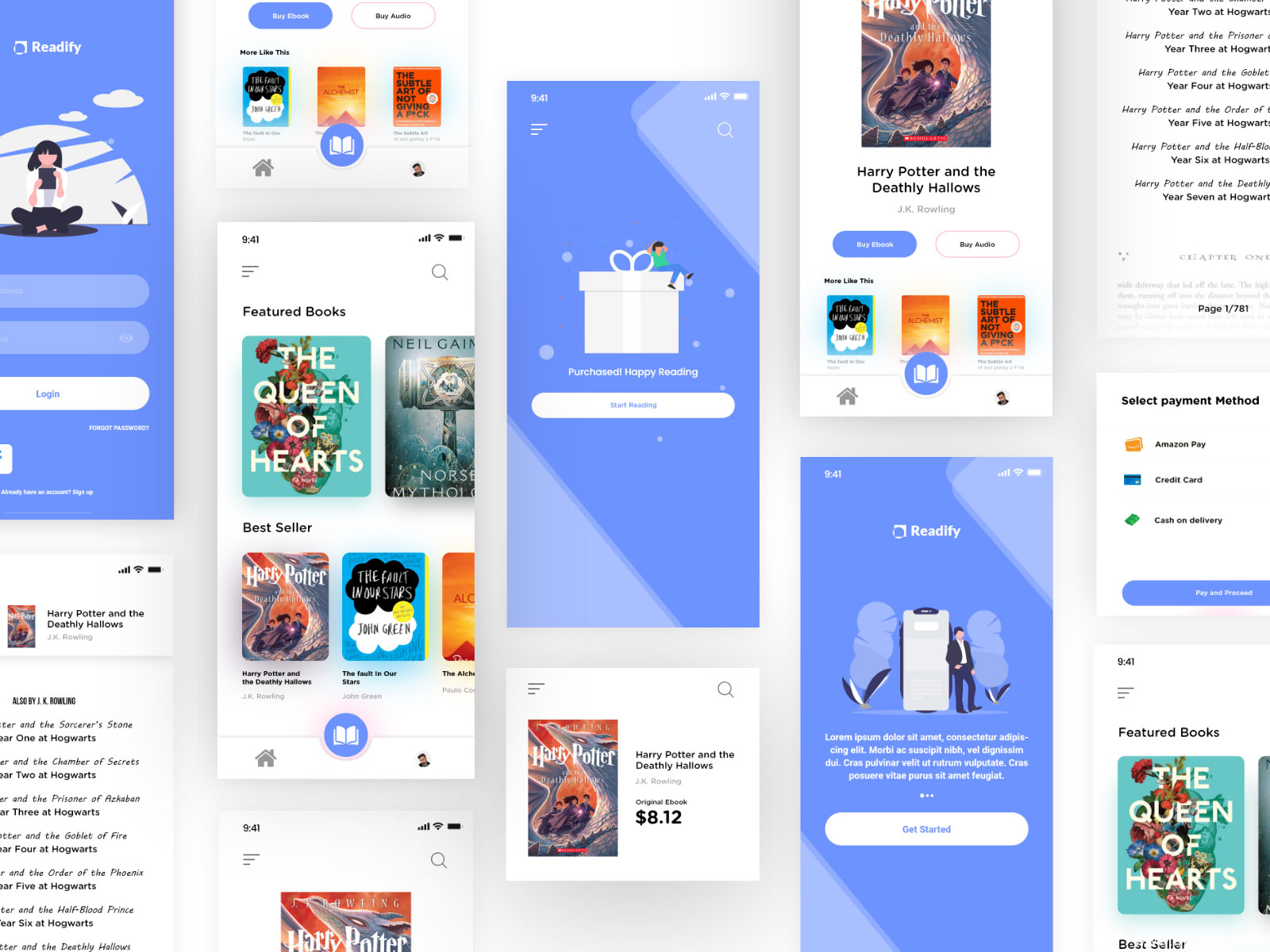 简洁阅读类app ui .xd素材
