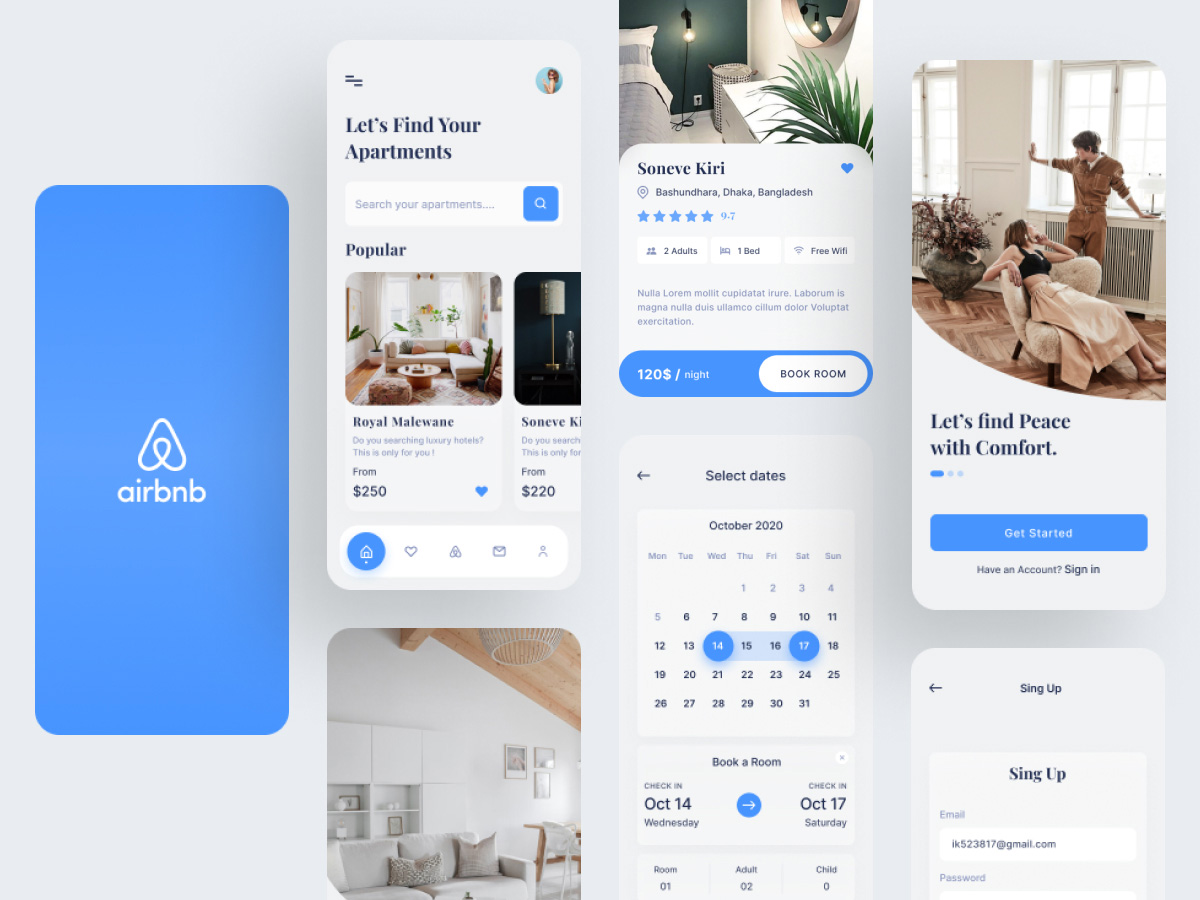 Airbnb租房app ui .fig素材