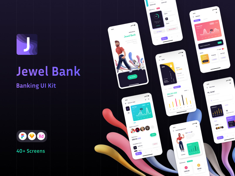 Jewel bank 银行金融app ui .xd .fig .sketch素材下载