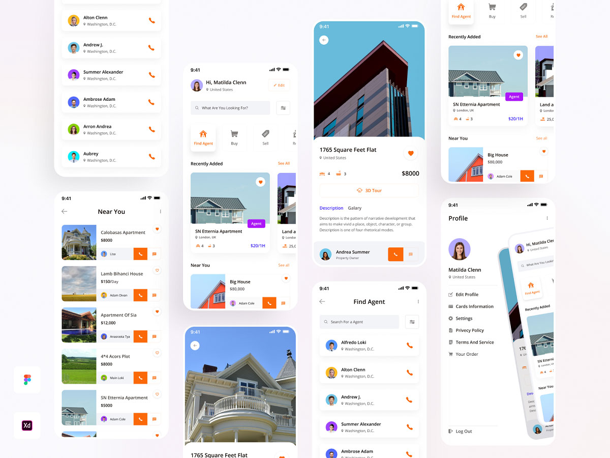 房产交易app ui .fig .xd素材