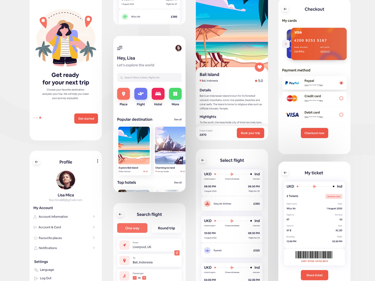 Tripo 旅行app ui .xd素材