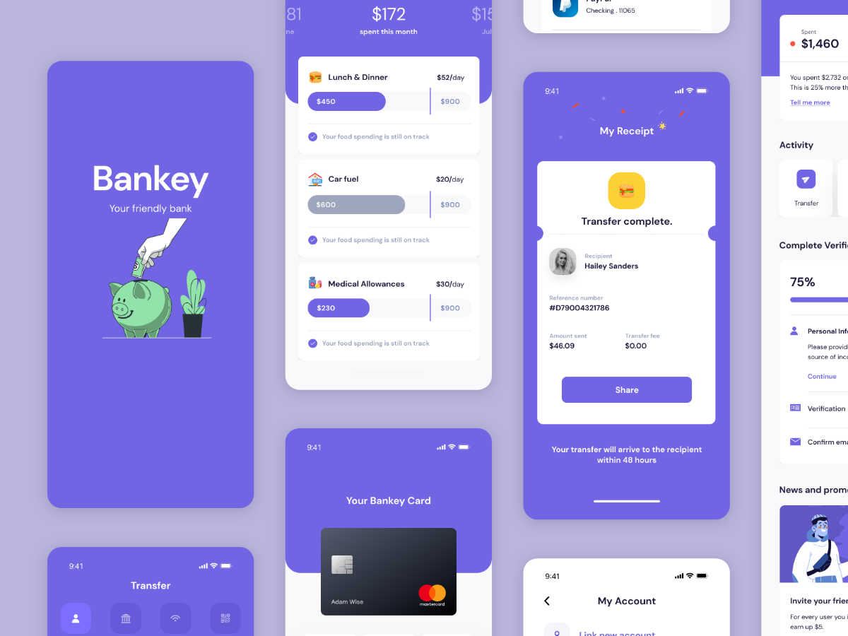 成套金融app UI kit bankey .fig素材