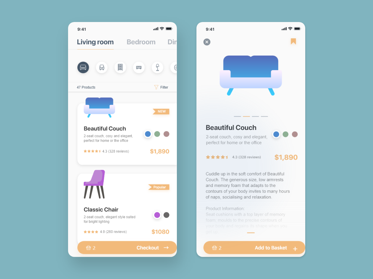 家具电商app ui .xd素材