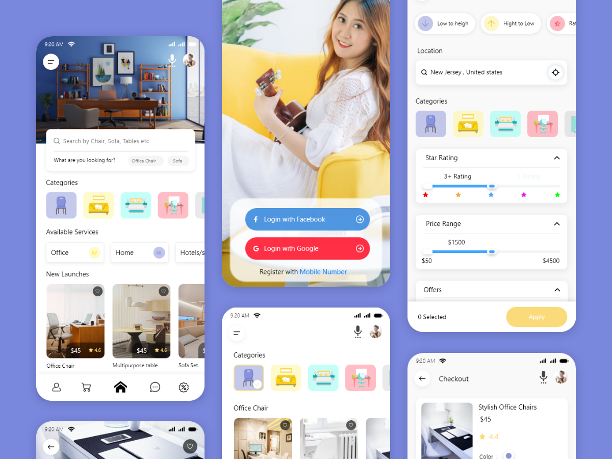 家具电商app ui .xd素材