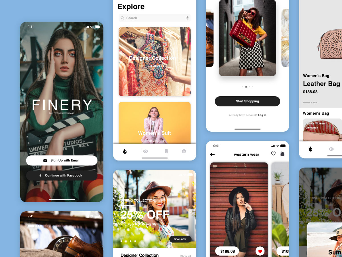 Finery 时装电商app ui .xd素材