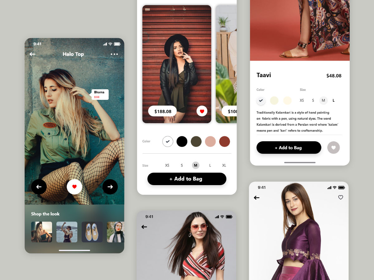 Finery 服装电商app 产品页ui .xd素材
