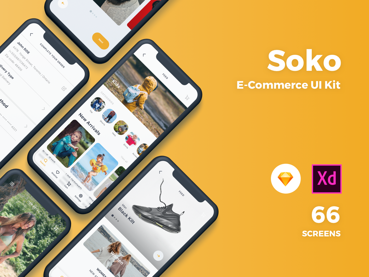 电商app ui 设计模板Soko .xd .sketch素材下载