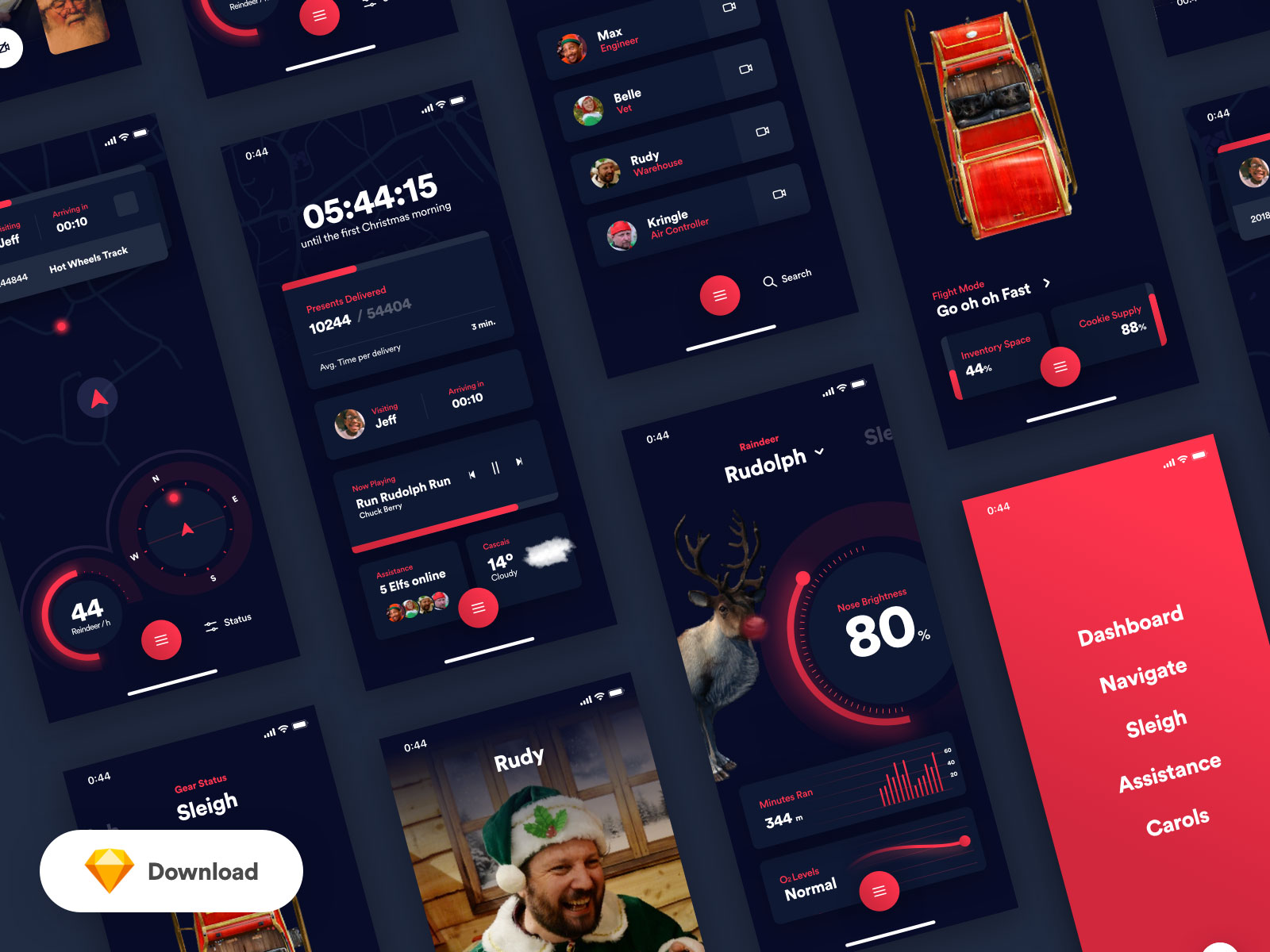 Santa’s Little Helper app ui .sketch素材