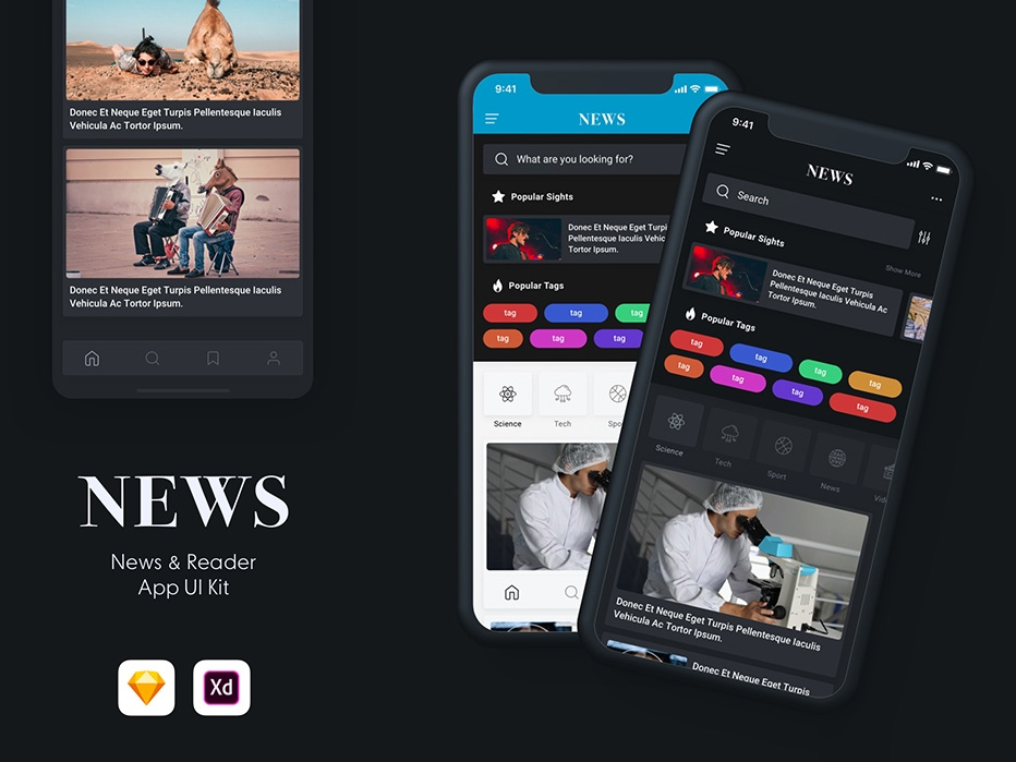 新闻app ui uikit设计工具包 .sketch .xd素材