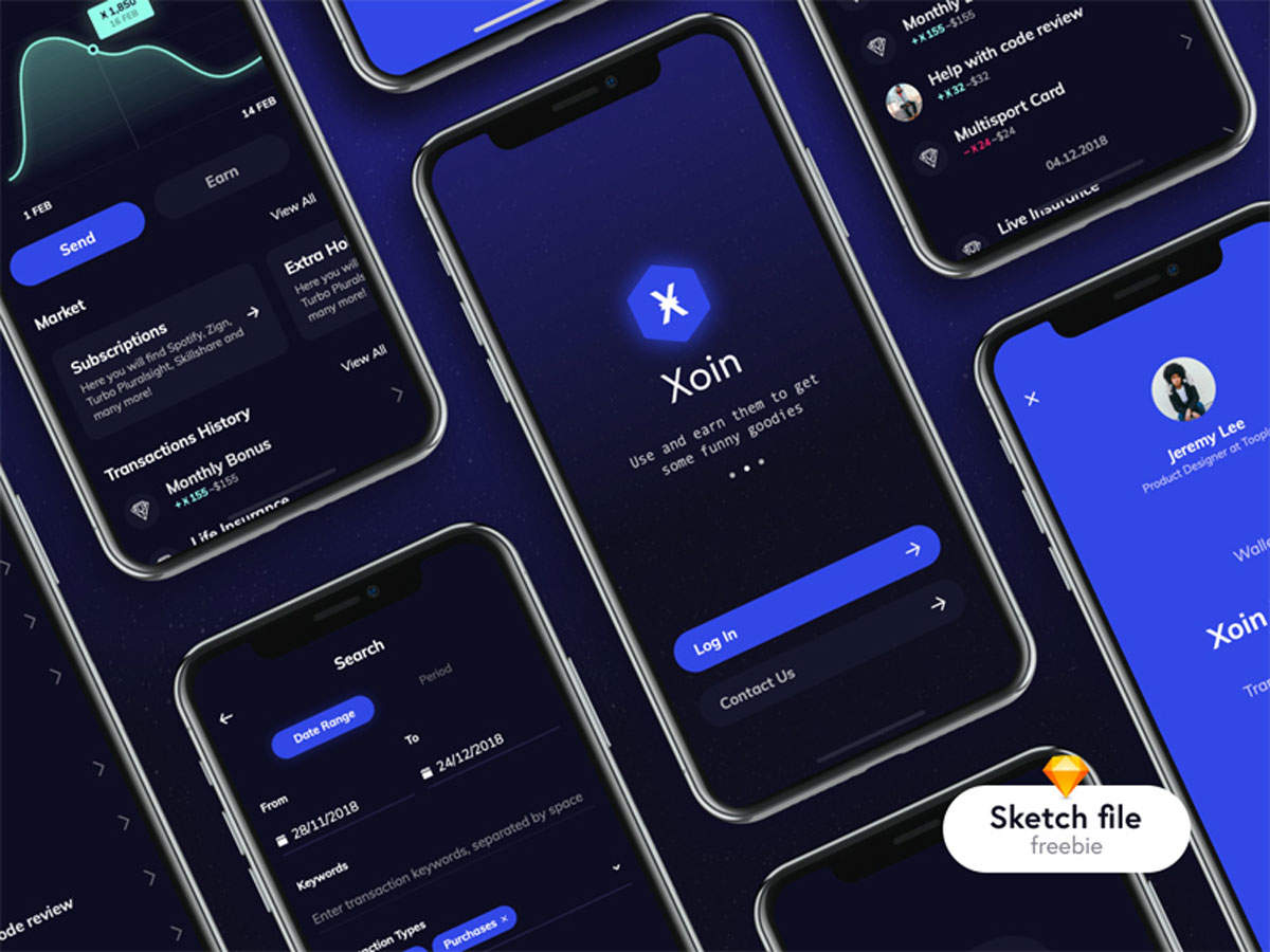 钱包app Xoin ui .sketch素材