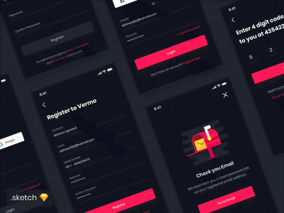 app登录注册页面ui .sketch素材