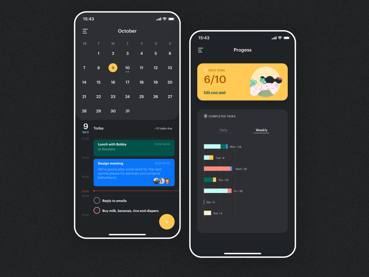 日历、to do list app ui .sketch素材