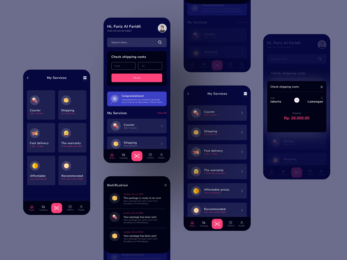 深色物流app ui .fig素材