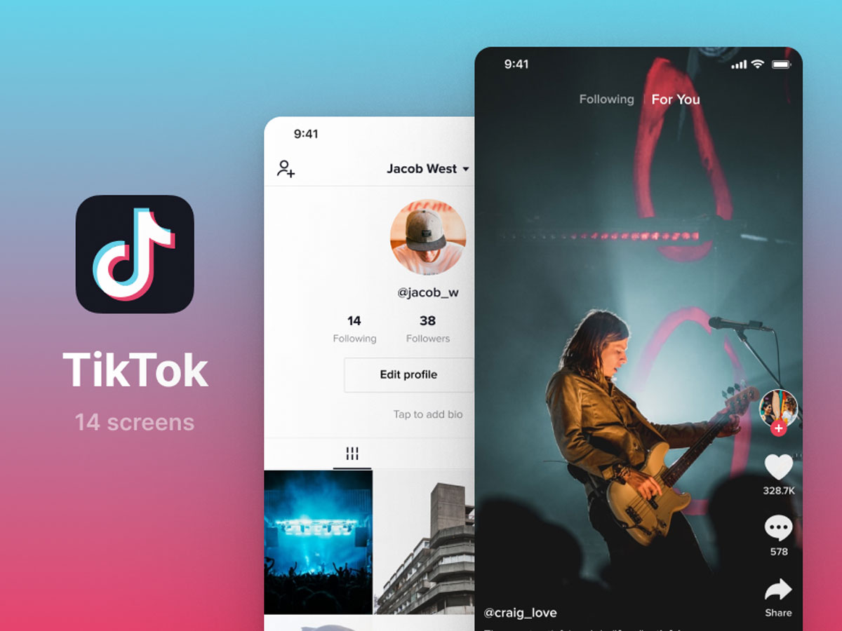 抖音国际版TikTok app ui设计 .fig素材下载