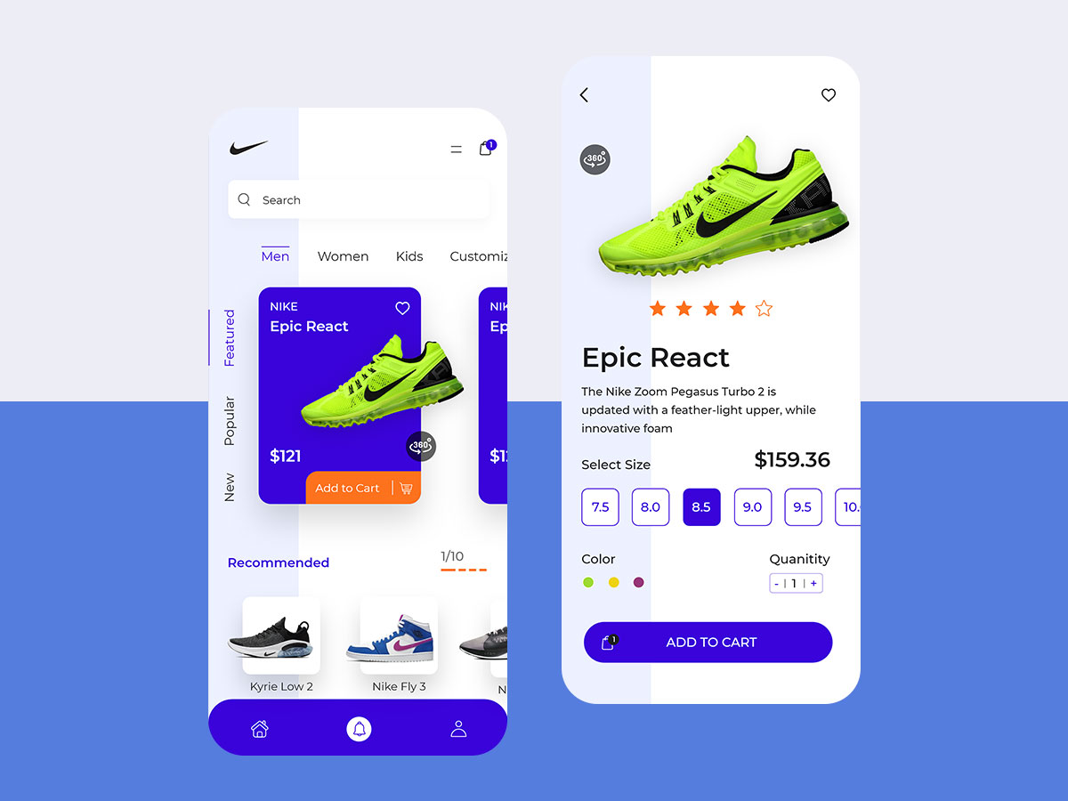 nike app ui concept .xd素材