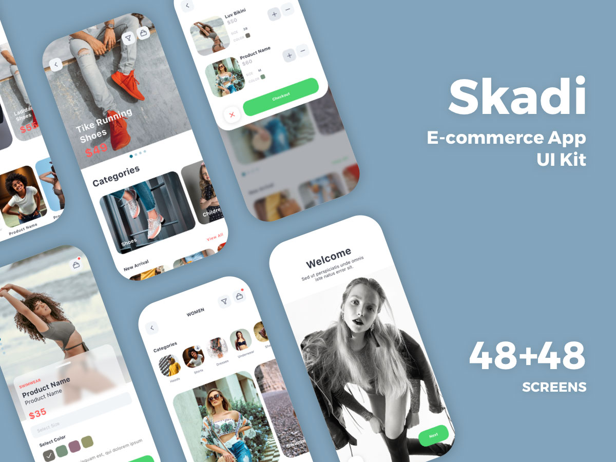 Skadi电商app ui设计 ui kit .fig .sketch .xd素材
