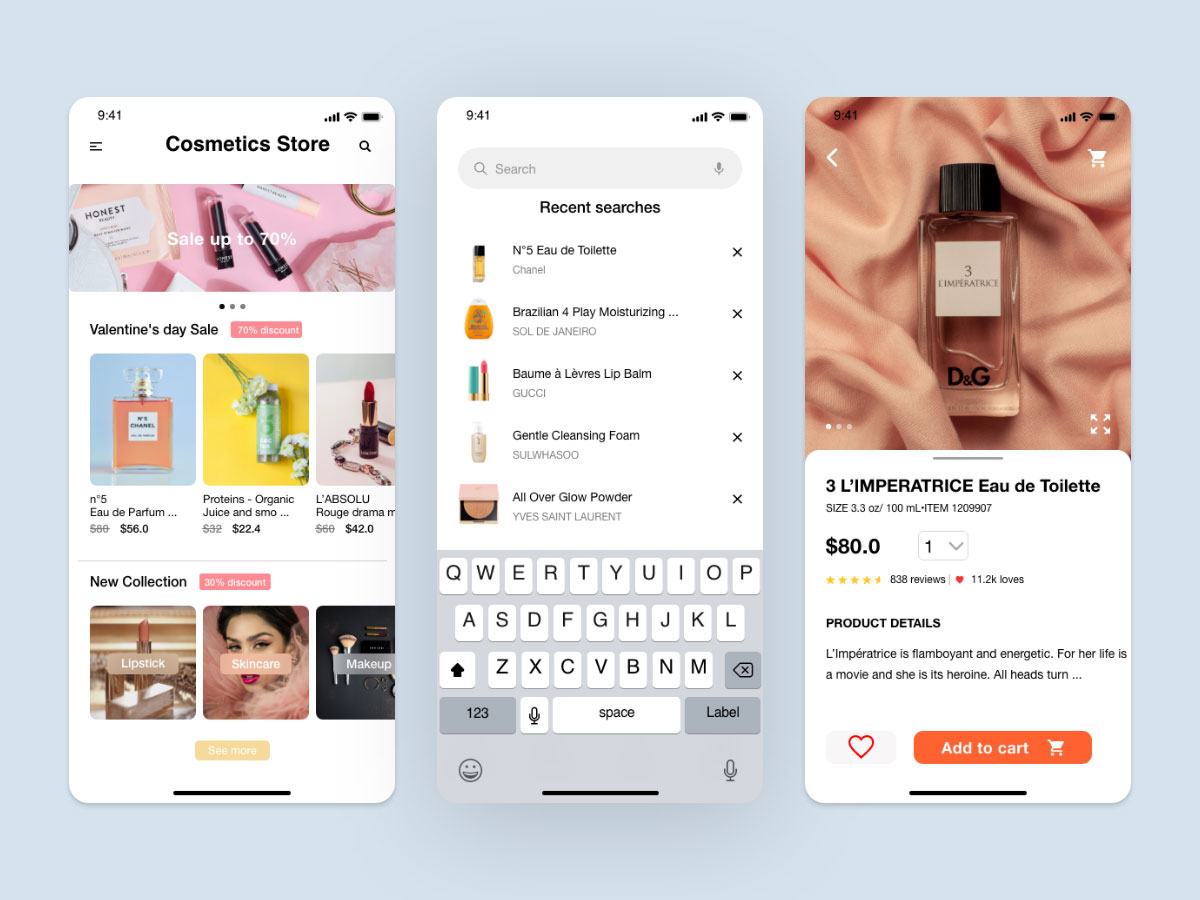 化妆品电商app ui设计 .xd素材