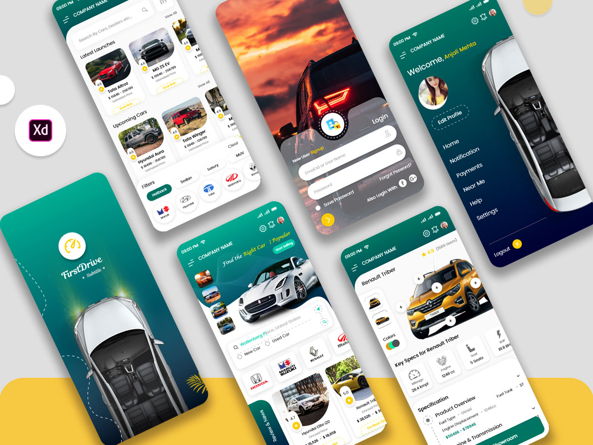 汽车租售平台app ui设计 .xd素材