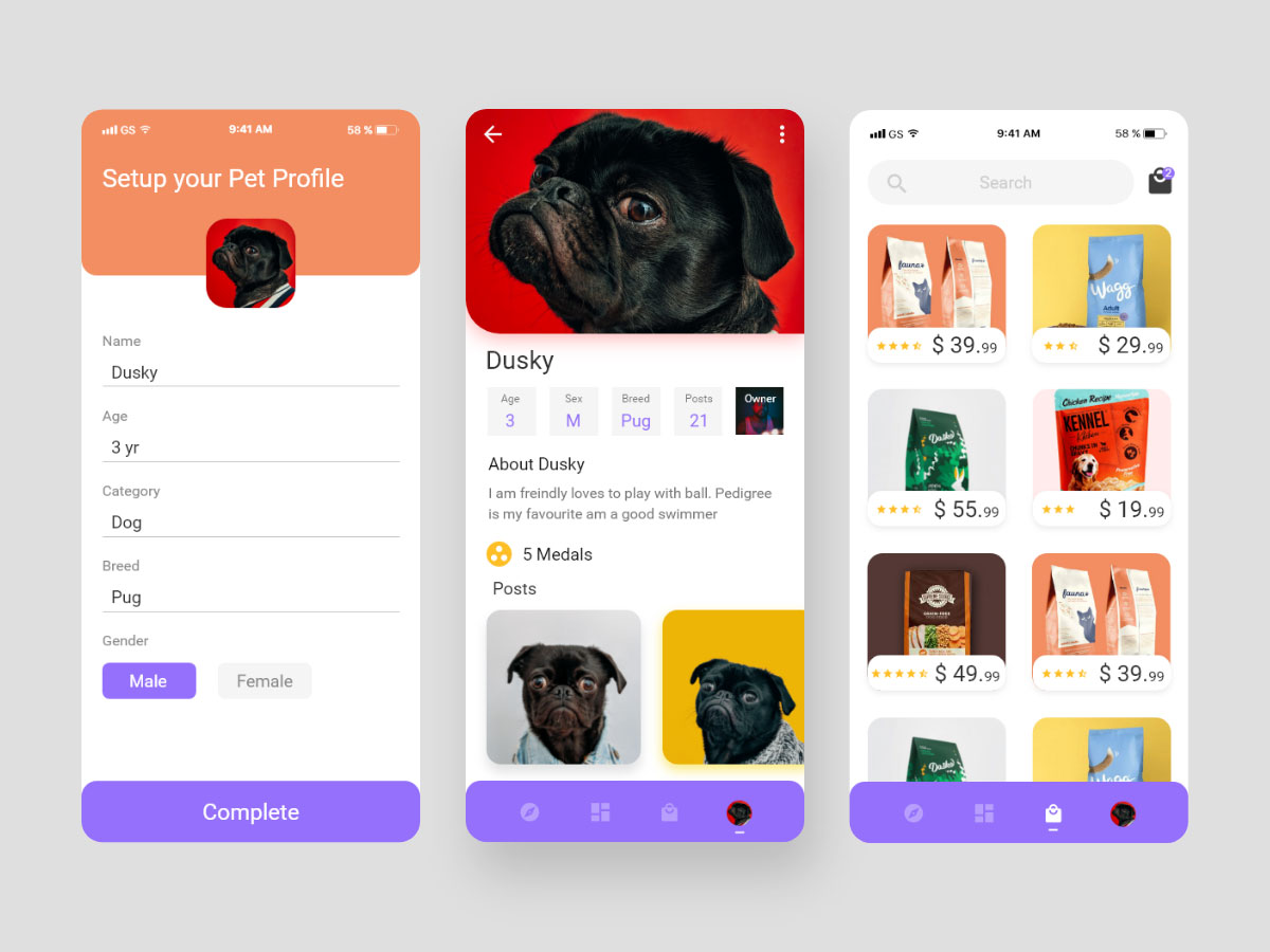 宠物电商app ui .xd素材