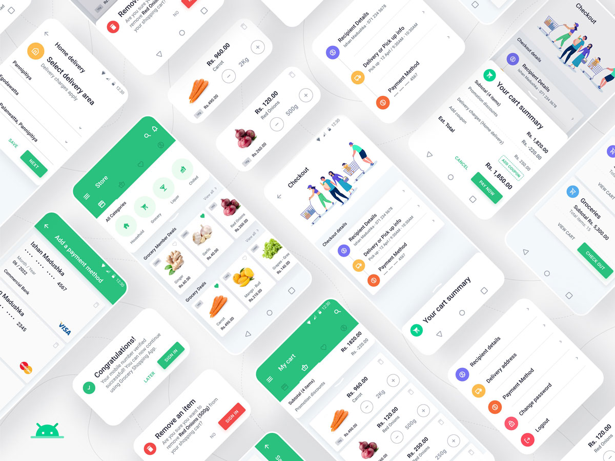 Grocery 完整成套电商app ui设计 .xd .ai素材