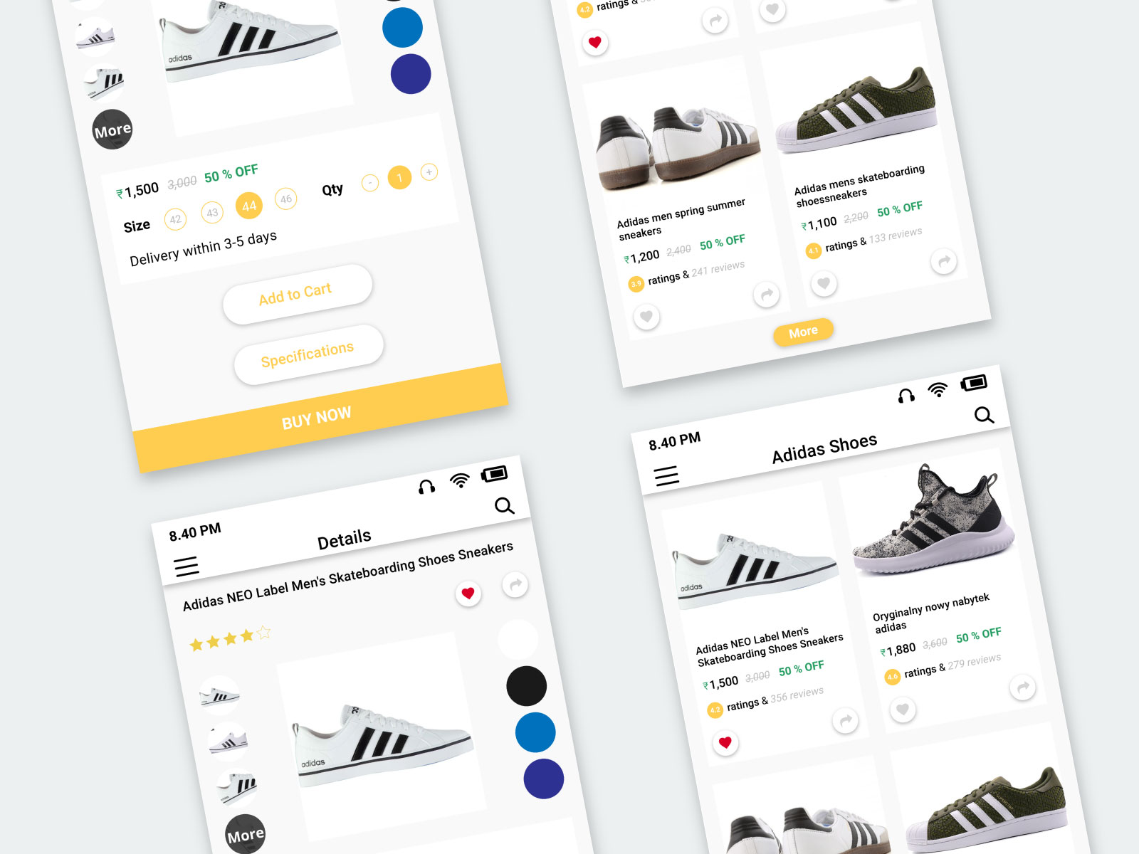 adidas app ui design .ai素材