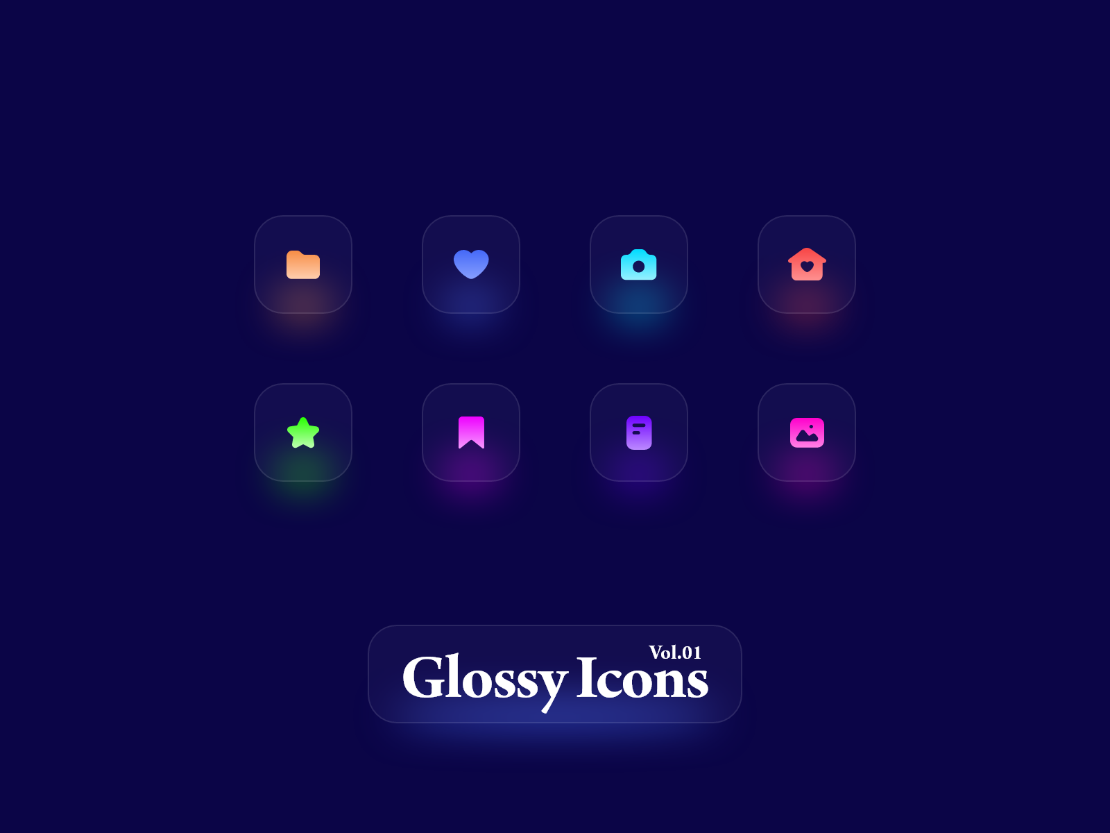 Glassmorphism 毛玻璃风格icon图标 .xd素材下载