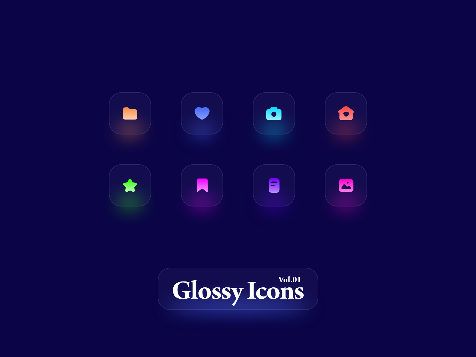 Glassmorphism 毛玻璃风格icon图标 .xd素材