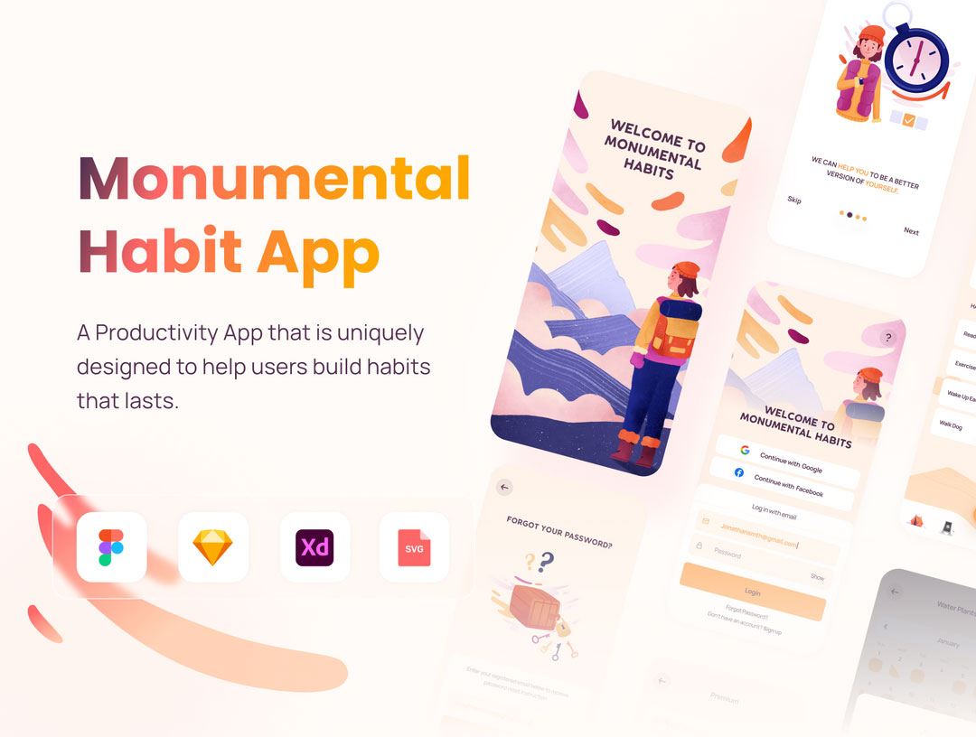 Monumental 习惯 app ui设计.fig素材