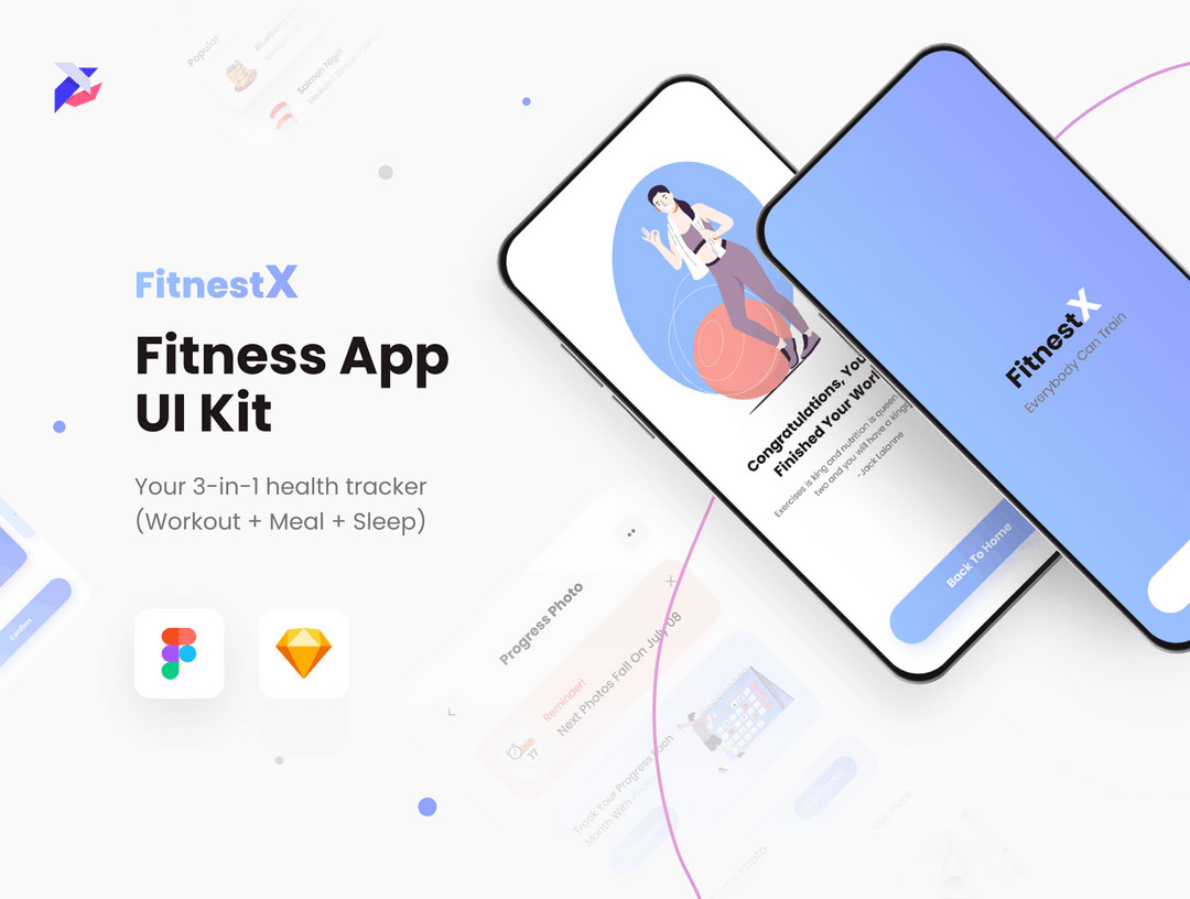 Fitness 成套健身app ui设计.fig素材