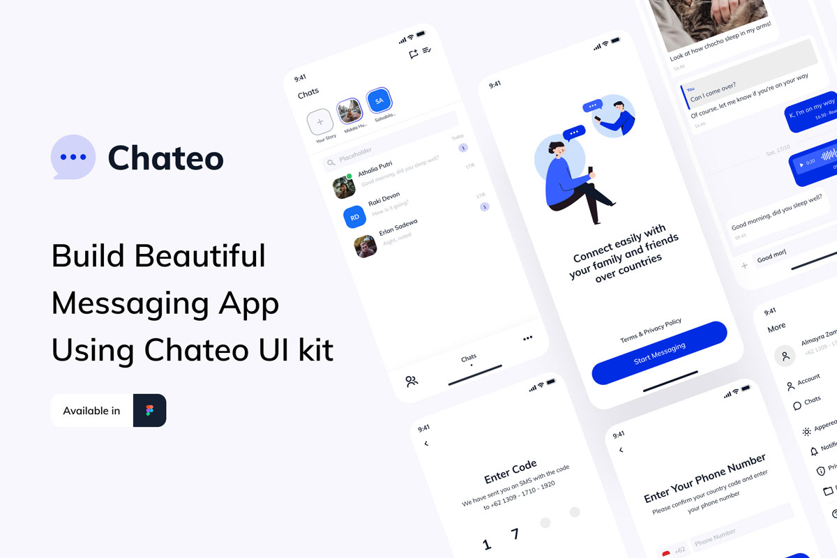 Chateo UI Kit – 消息应用app ui设计.fig素材