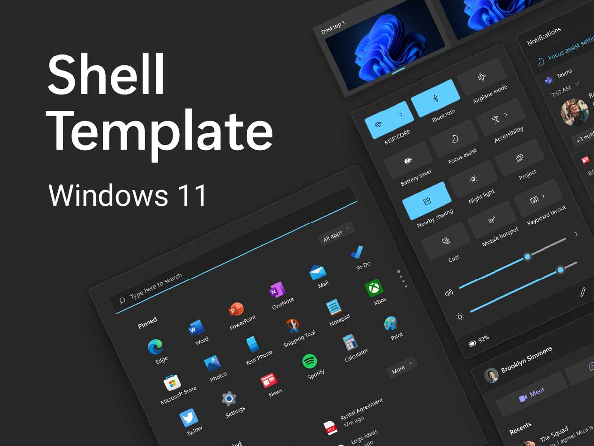Windows 11 Shell Template ui设计 .fig素材
