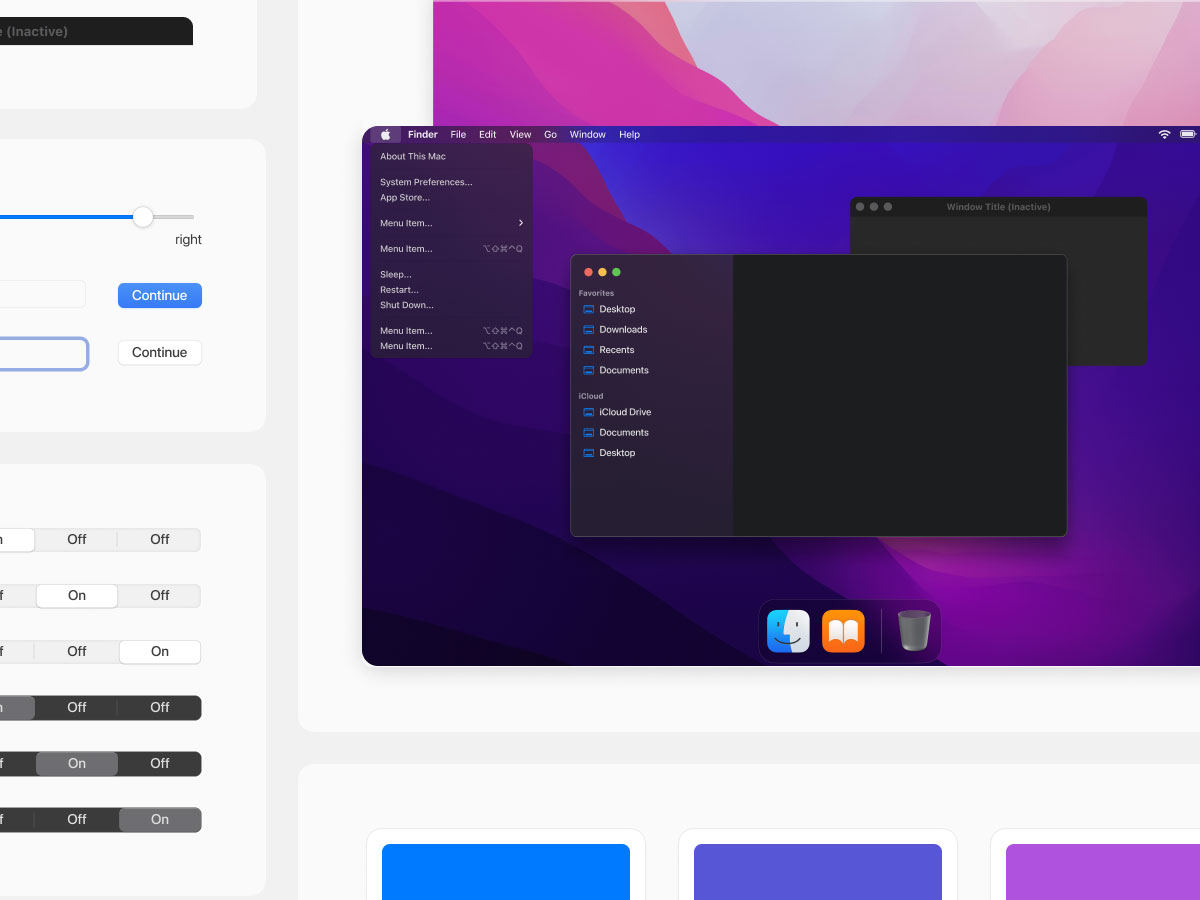 苹果操作系统MacOS Monterey UI Kit .fig素材