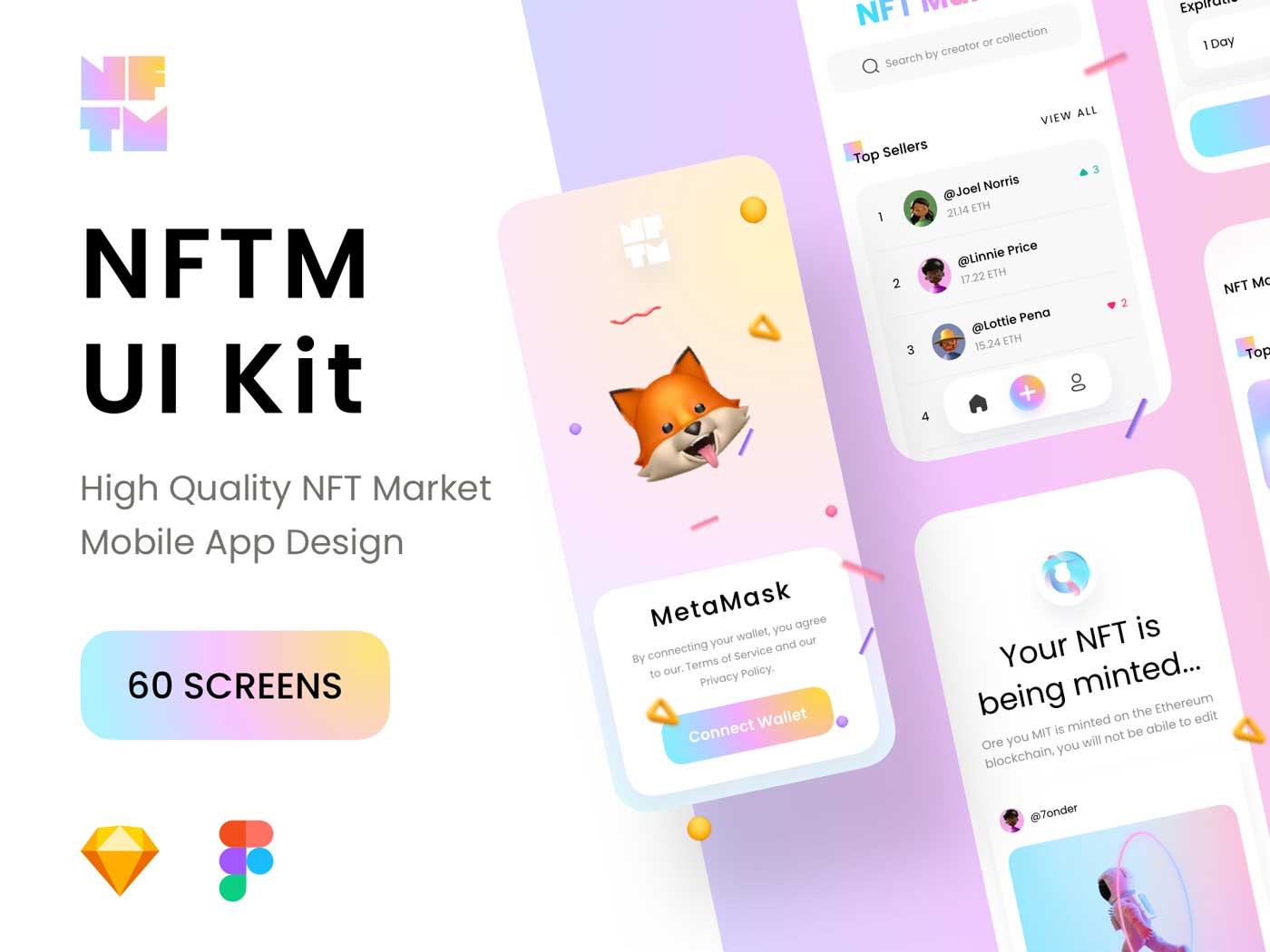 NFT Market 数字藏品交易app ui设计 .fig .sketch素材下载