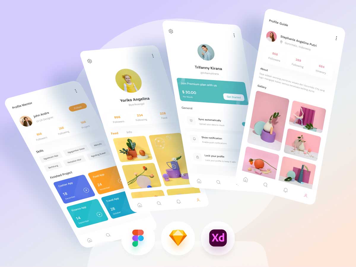 用户信息页Profiles ui设计模板 .fig .xd .sketch素材