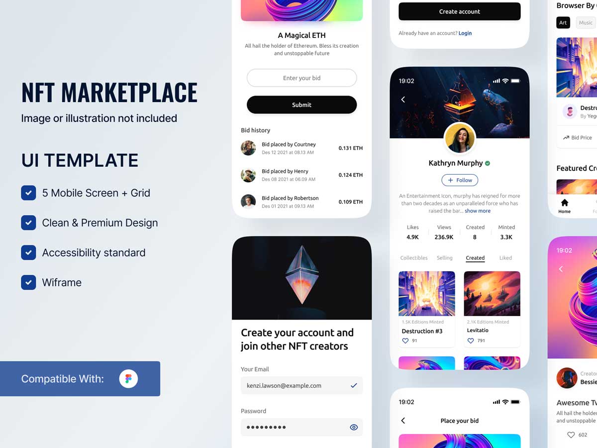 NFT Marketplace app ui设计 .fig素材