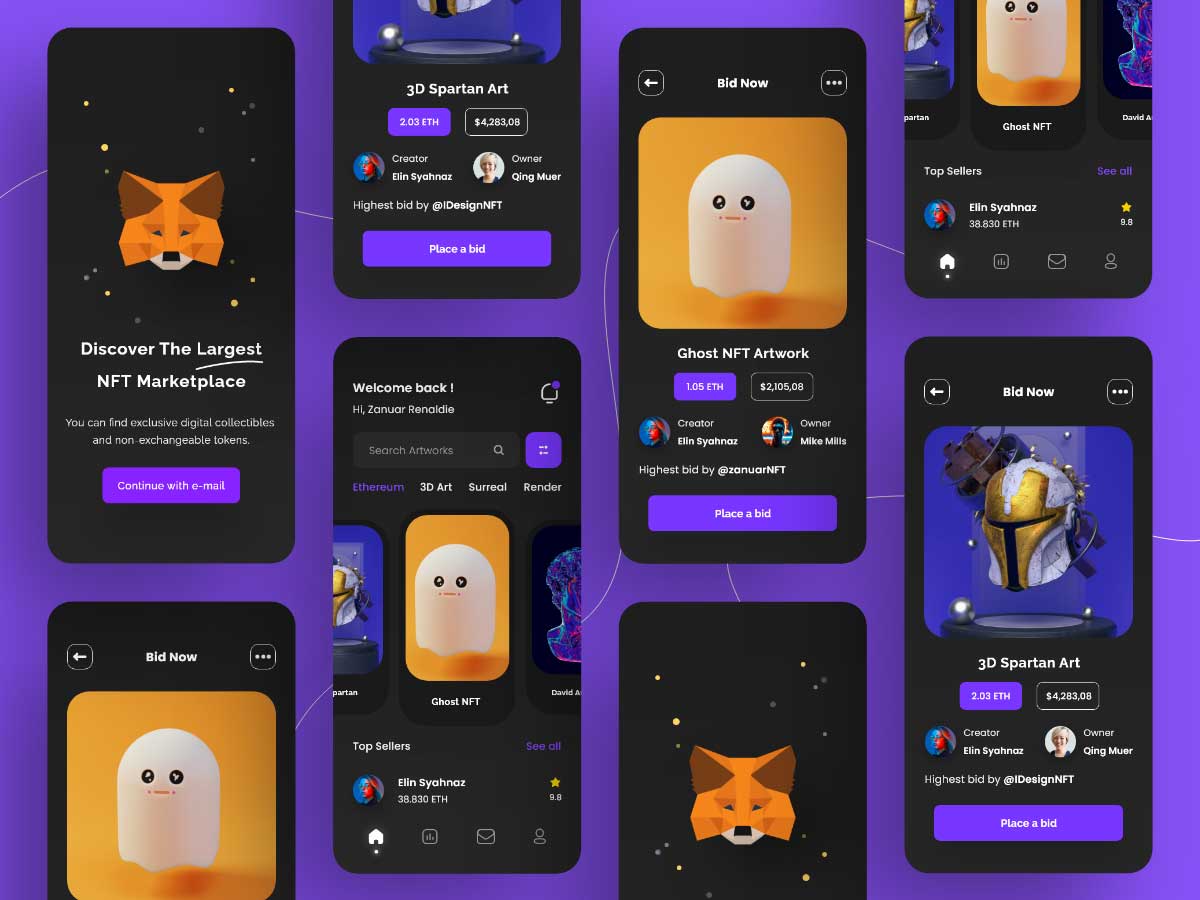 NFT Market app ui设计 .fig .xd素材