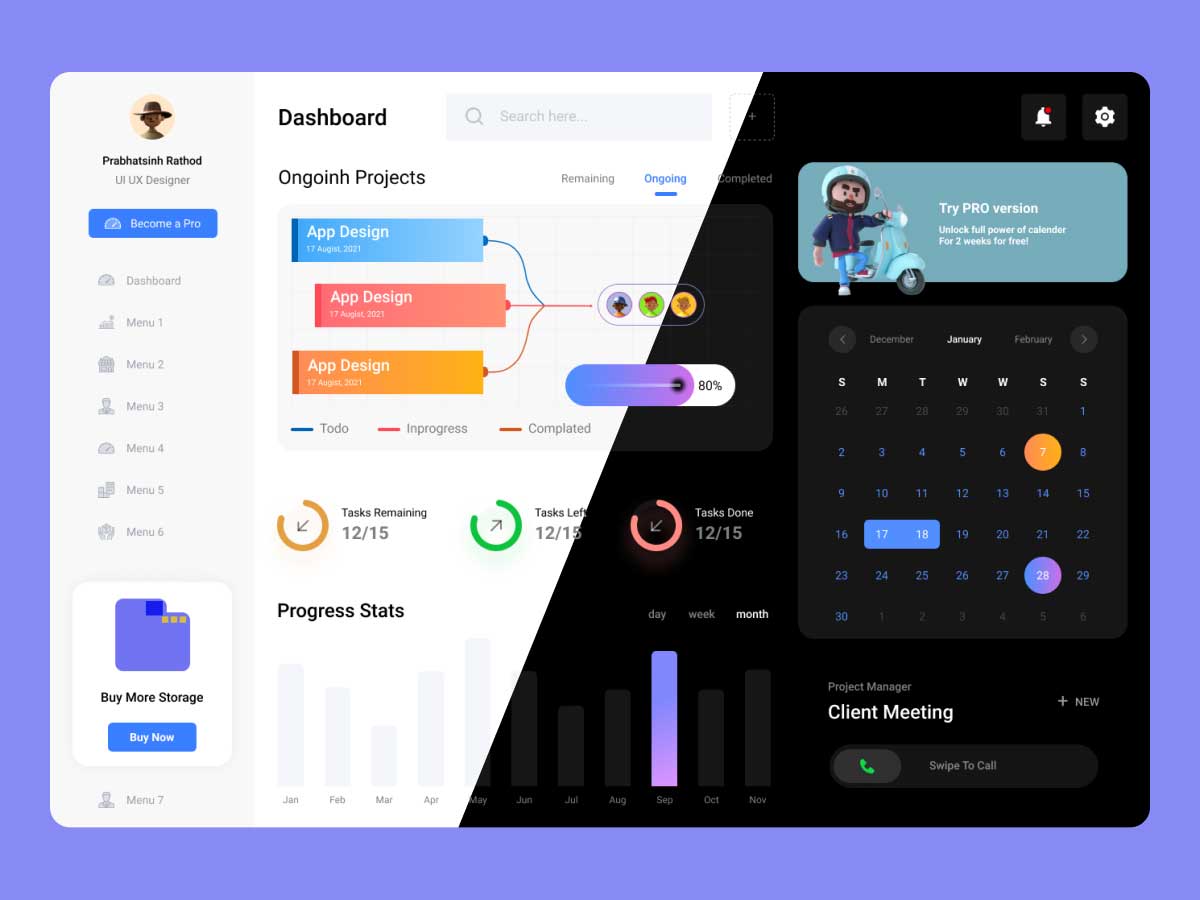 项目管理后台dashboard设计 .fig素材