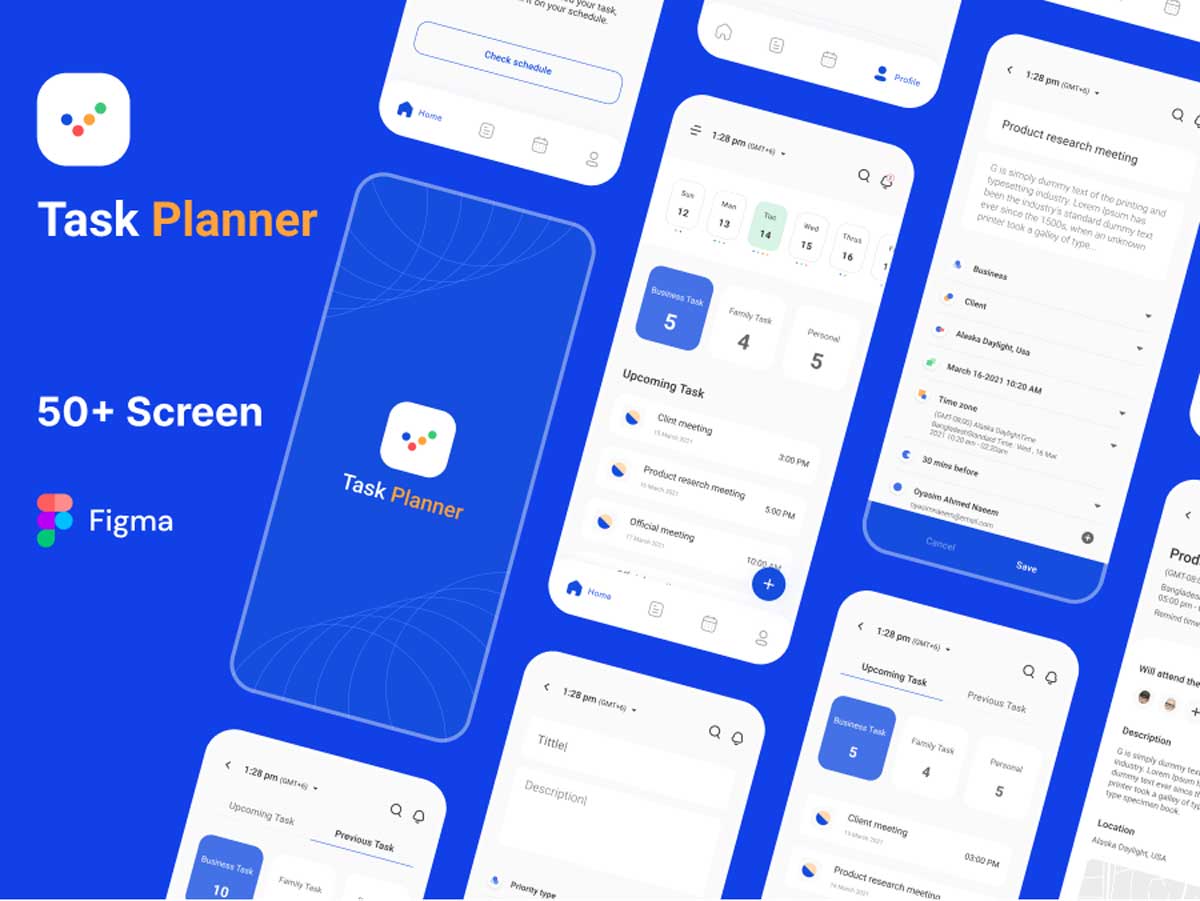 Task Planner 任务管理app ui设计 .fig素材下载