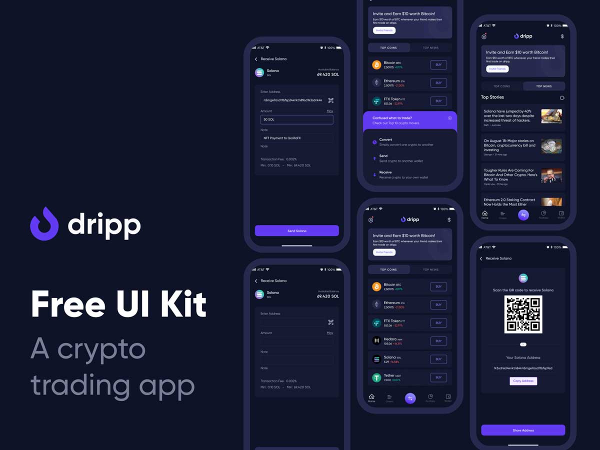 Dripp 数字货币交易app ui设计 .fig素材下载
