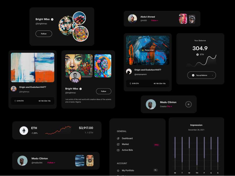 NFT Dashboard 卡片式组件 .fig素材