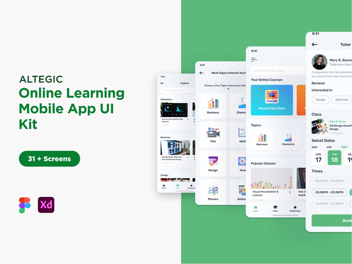Altegic 在线教育app ui设计 .fig .xd素材下载