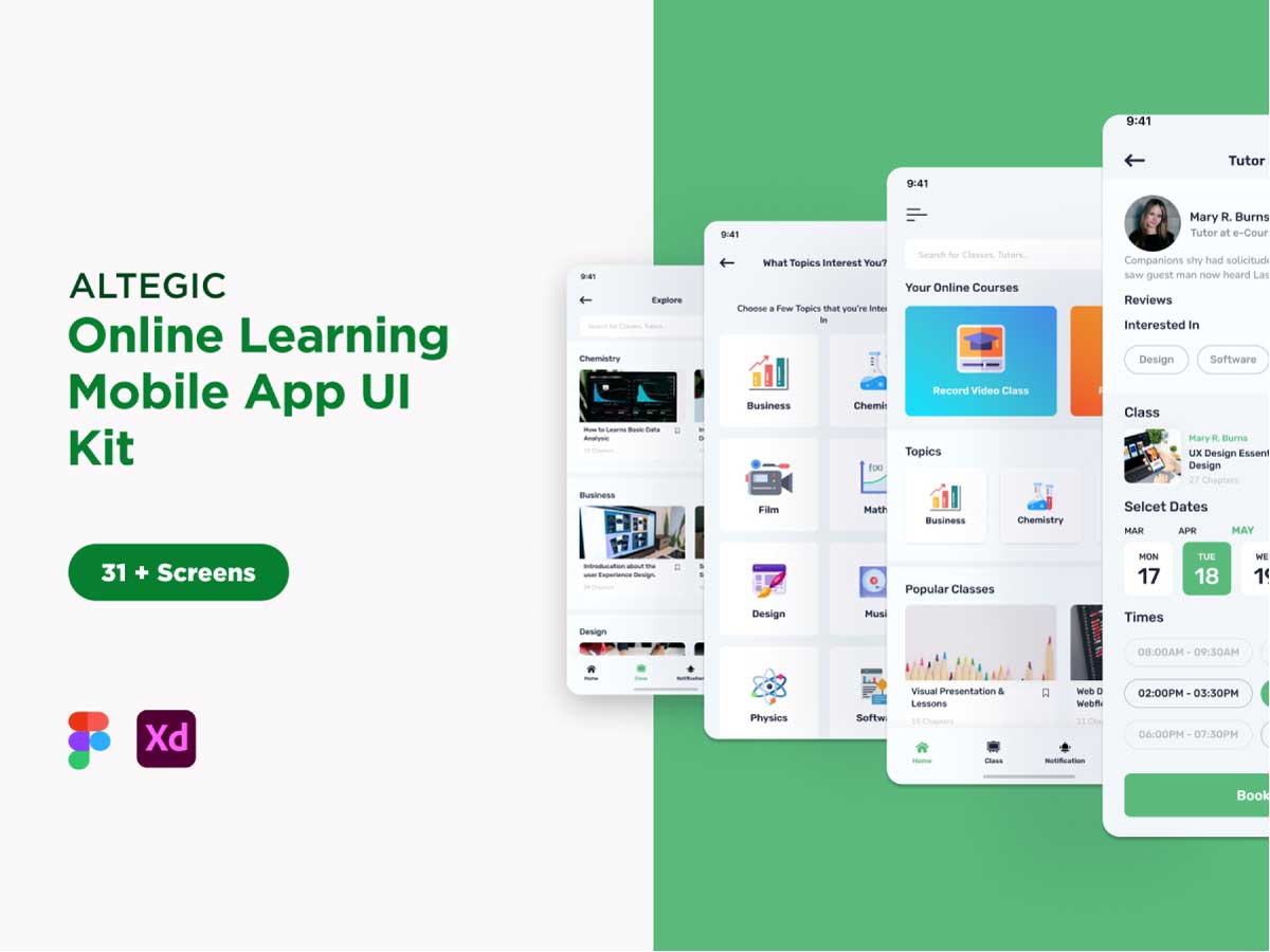 Altegic 在线教育app ui设计 .fig .xd素材