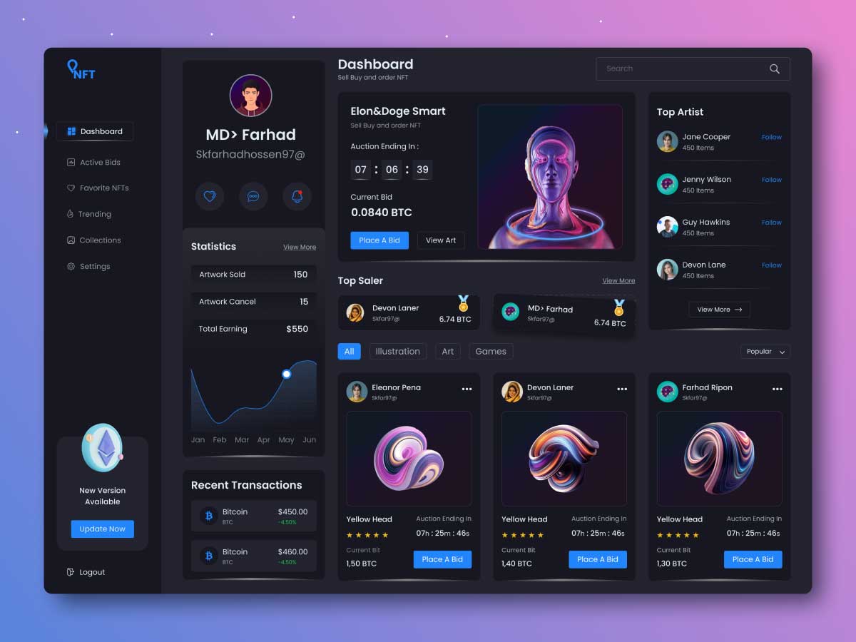 NFT 仪表盘Dashboard设计 .fig素材